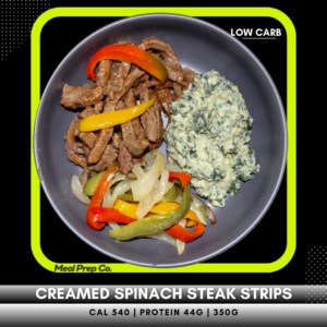 Creamed Spinach Steak Strips